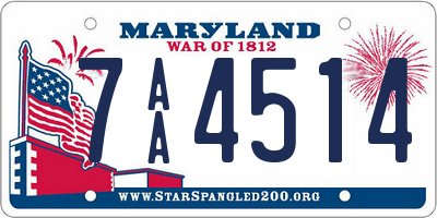 MD license plate 7AA4514