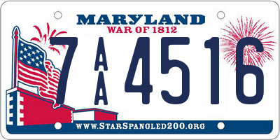 MD license plate 7AA4516