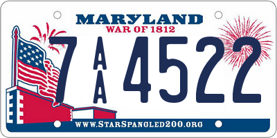 MD license plate 7AA4522