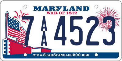 MD license plate 7AA4523