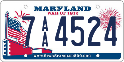 MD license plate 7AA4524