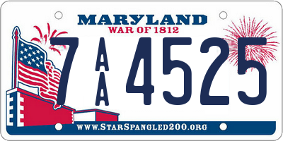 MD license plate 7AA4525