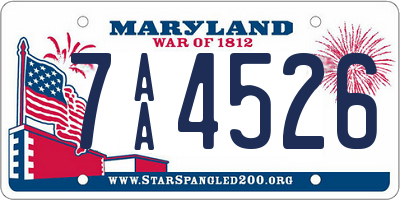 MD license plate 7AA4526