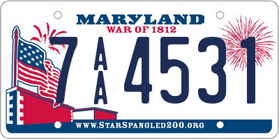 MD license plate 7AA4531