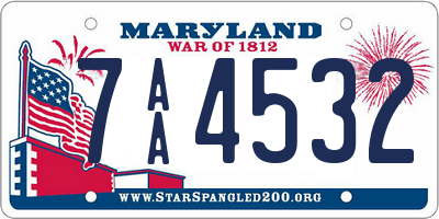 MD license plate 7AA4532