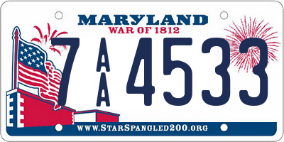 MD license plate 7AA4533