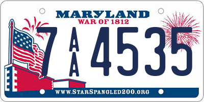 MD license plate 7AA4535