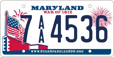 MD license plate 7AA4536