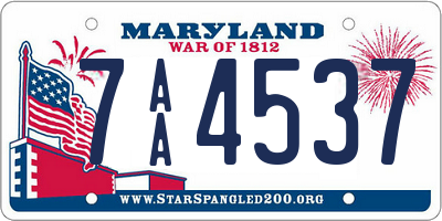 MD license plate 7AA4537