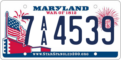 MD license plate 7AA4539