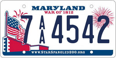 MD license plate 7AA4542