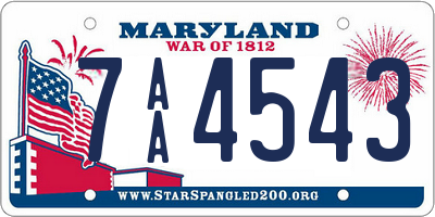 MD license plate 7AA4543