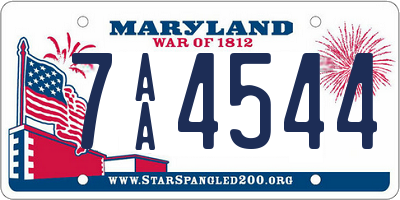 MD license plate 7AA4544