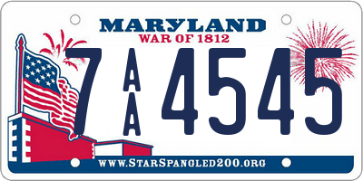 MD license plate 7AA4545