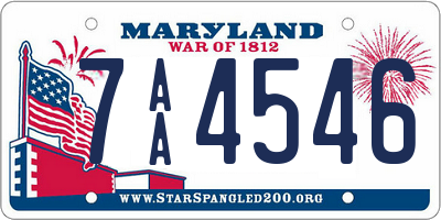 MD license plate 7AA4546