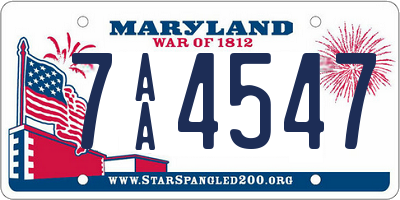 MD license plate 7AA4547