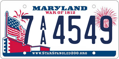 MD license plate 7AA4549