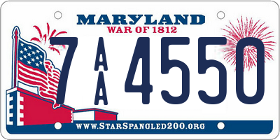 MD license plate 7AA4550