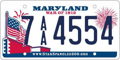 MD license plate 7AA4554