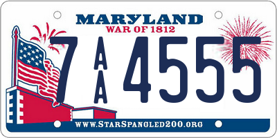 MD license plate 7AA4555