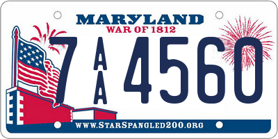 MD license plate 7AA4560