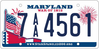 MD license plate 7AA4561