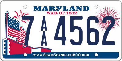 MD license plate 7AA4562