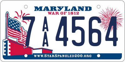 MD license plate 7AA4564