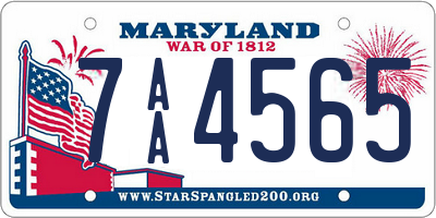 MD license plate 7AA4565