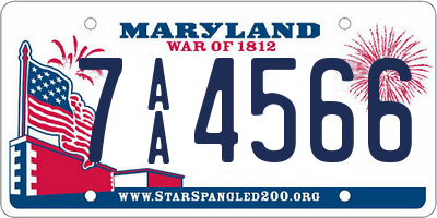 MD license plate 7AA4566