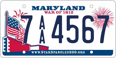 MD license plate 7AA4567