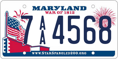 MD license plate 7AA4568