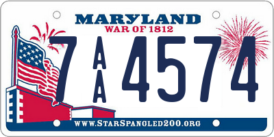 MD license plate 7AA4574