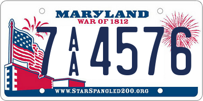 MD license plate 7AA4576