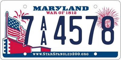 MD license plate 7AA4578