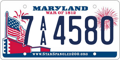 MD license plate 7AA4580