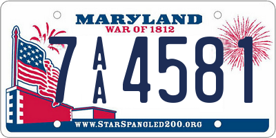 MD license plate 7AA4581