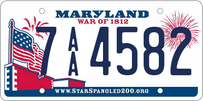 MD license plate 7AA4582