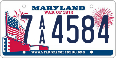 MD license plate 7AA4584