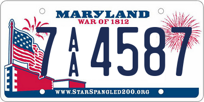 MD license plate 7AA4587