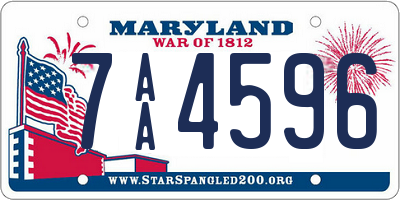 MD license plate 7AA4596