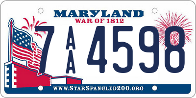 MD license plate 7AA4598