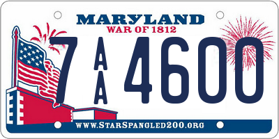 MD license plate 7AA4600