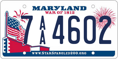 MD license plate 7AA4602