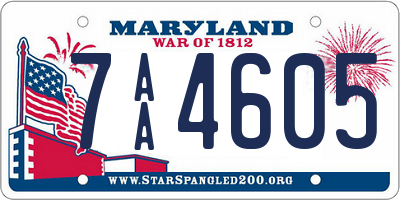 MD license plate 7AA4605