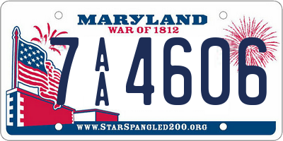 MD license plate 7AA4606