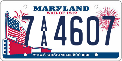 MD license plate 7AA4607