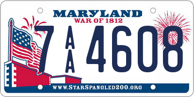 MD license plate 7AA4608