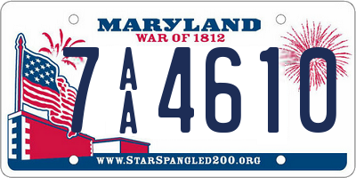 MD license plate 7AA4610