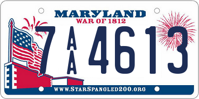 MD license plate 7AA4613